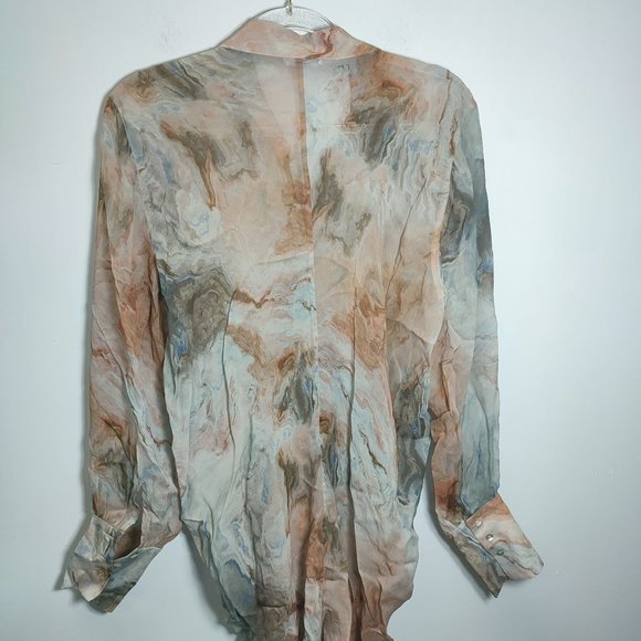 Zara Marble Print Blouse - Cream and Brown - Picture 7 of 13